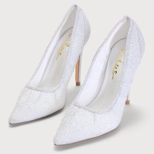 *NWT* Lulus Megin Ivory Sparkly Fabric Pointed-Toe Pumps